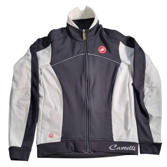 Castelli Viziata Cycling Jacket Women's M Thermal Fleece Black White Full Zip
